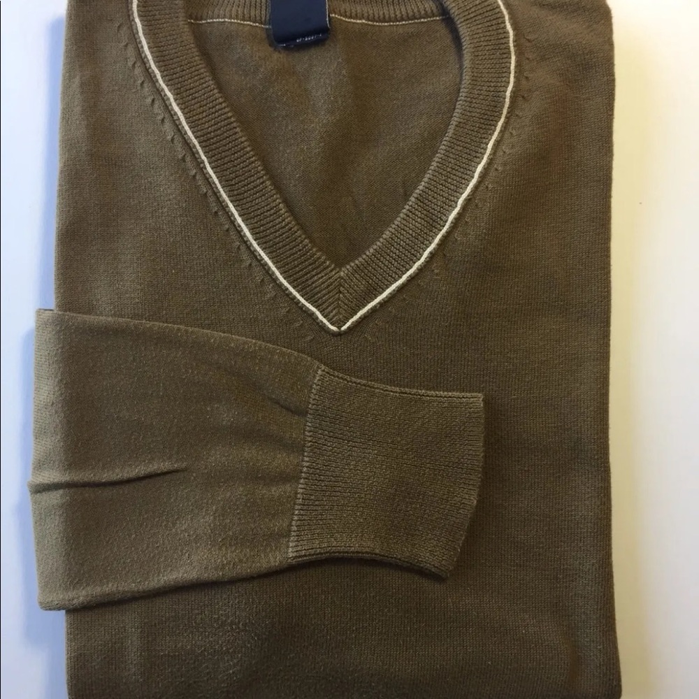 GAP V-Neck Brown Sweater M Long Sleeve Medium Men 100% Cotton